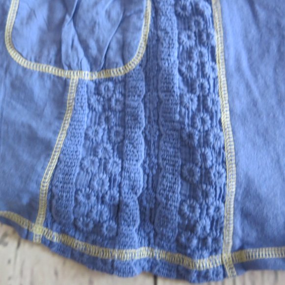 Miss Me Blue Beige Trim Embroidered Lined Sleeveless Summer Dress - Size Small - Picture 7 of 8